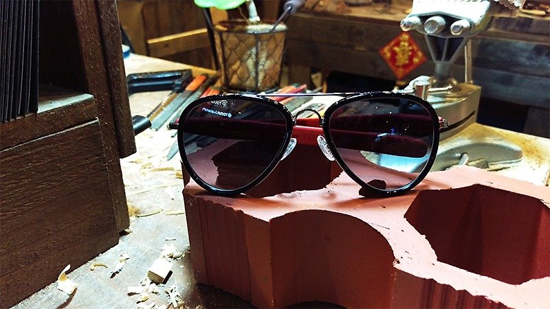 Mr.Banboo古いウィンドウグリル台湾手作りメガネ[王ワードグリルは、竹のストーリーの温度で発生] - 眼鏡・フレーム - 竹製 レッド
