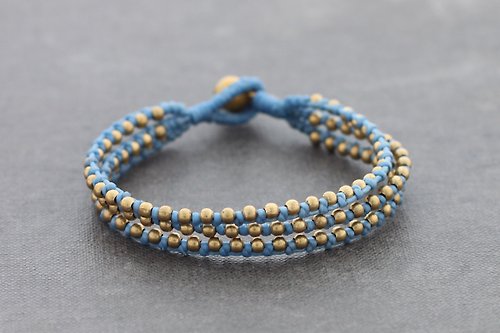 xtravirgin 寶貝藍色手鐲手鍊編織黃銅絲