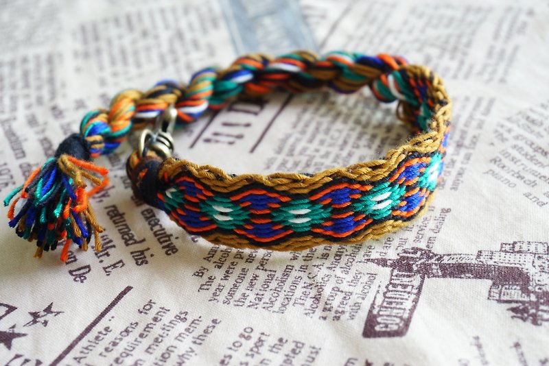 Hand-woven ribbon (bracelet, pendant, keychain decoration) - Bracelets - Thread Multicolor
