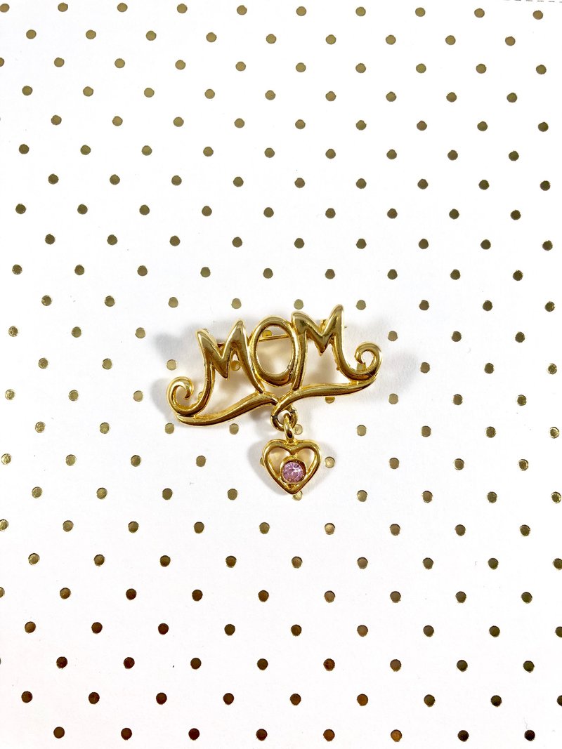 Vintage 80s Mom Dangle Heart Brooch - Brooches - Precious Metals Gold