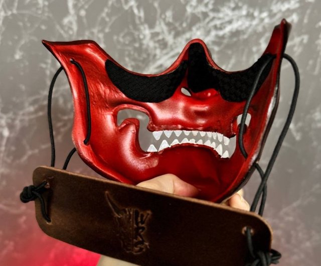 【デアマスク】デーモンふとし様☆専用ページ 赤いサムライマスク 面頬マスク 日本の鬼面 デーモン風ハーフ