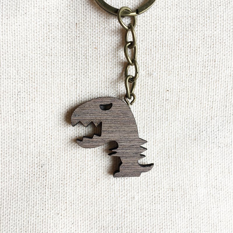 小恐龍 鑰匙圈 C - 鑰匙圈/鎖匙扣 - 木頭 白色