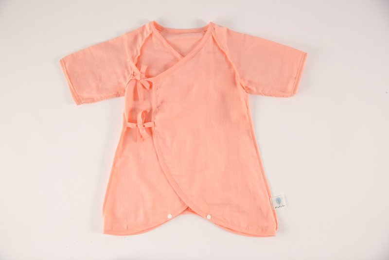 MARURU 日本製多彩紗布衣-蜜桃紅 50-60/60-70cm - 包屁衣/連身衣 - 棉．麻 紅色