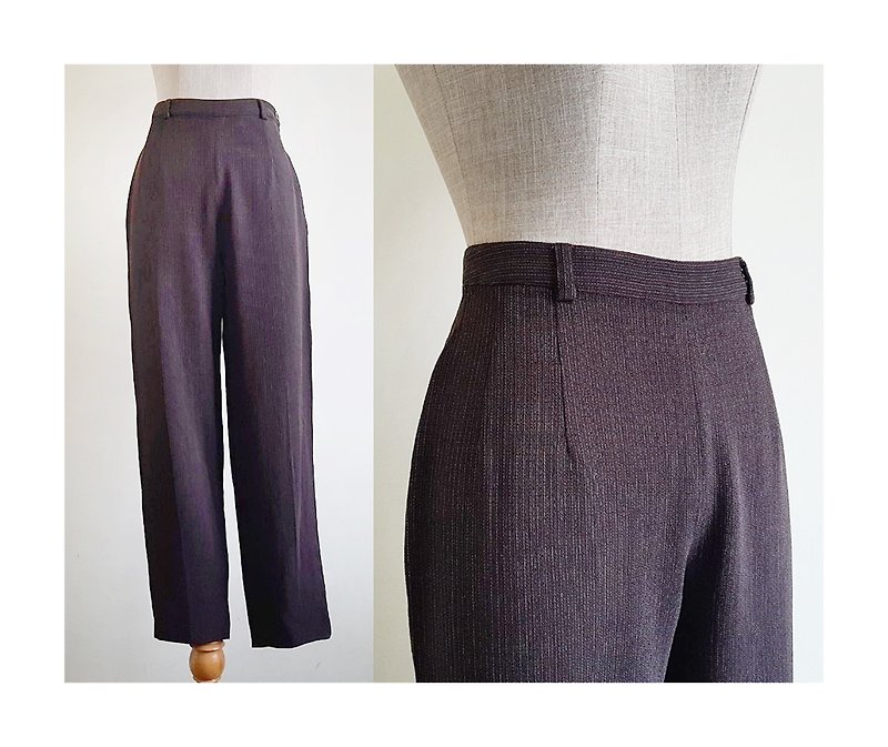 Vintage Brown Pinstripe Tapered Pants - Men's Pants - Other Materials Brown