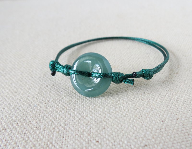 [Peace and good luck] Ping An Jade Korean Wax Thread Bracelet*AA10*Lucky and safe - สร้อยข้อมือ - เครื่องเพชรพลอย หลากหลายสี