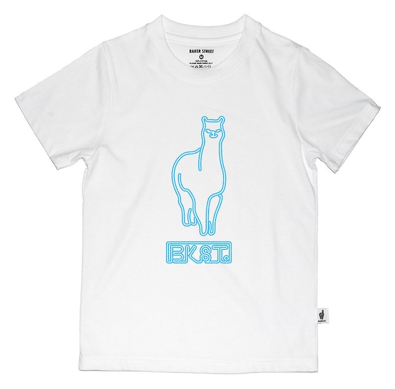 British Fashion Brand -Baker Street- Neon Alpaca Printed T-shirt for Kids - Tops & T-Shirts - Cotton & Hemp 