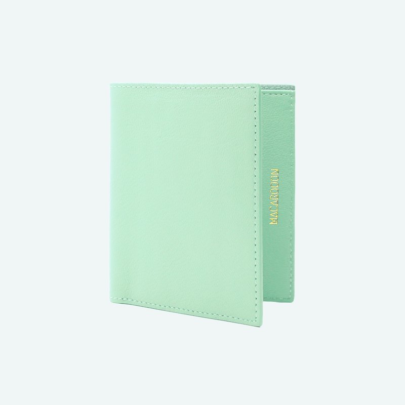 Customized Gift Genuine Leather Short Clip Wallet Wallet Card Holder Silver - กระเป๋าสตางค์ - หนังแท้ สีเขียว