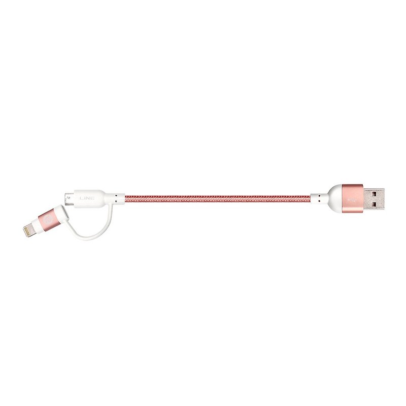 PeAk Duo 雙用金屬編織線 20cm 玫瑰金 - 行動電源/充電線 - 其他金屬 粉紅色