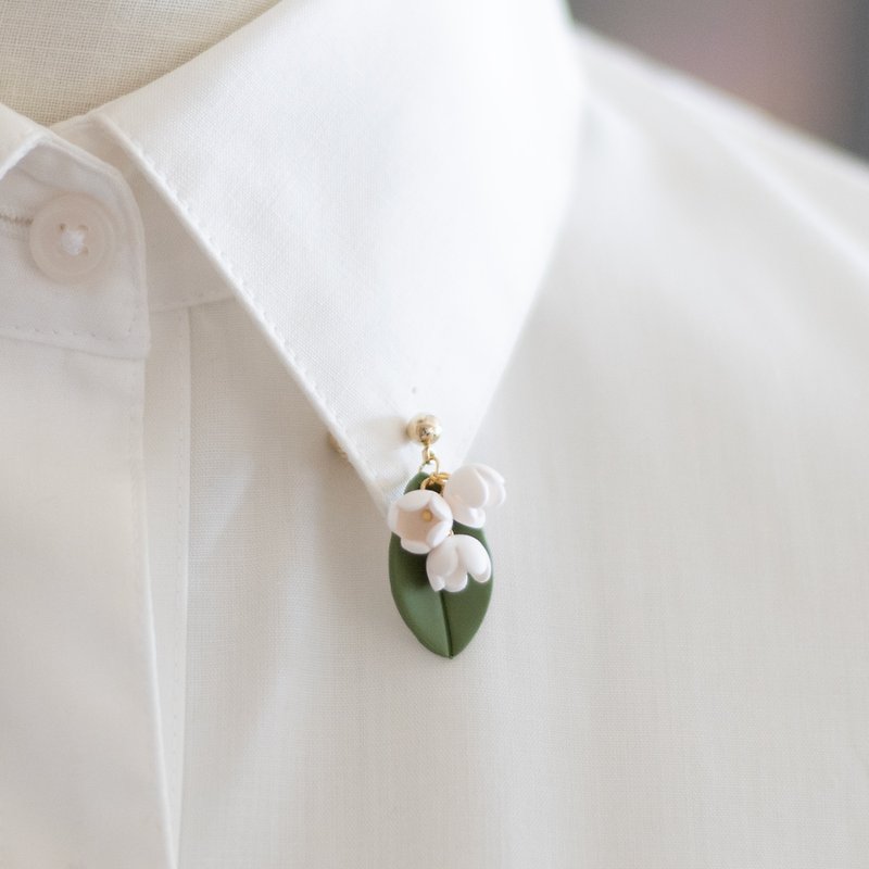 [Limited time sale] Lily of the valley brooch - Brooches - Clay White