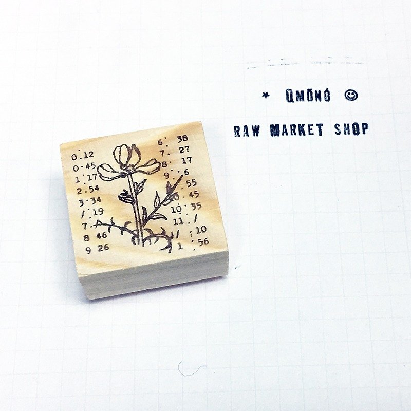 Raw Market Shop Wooden Stamp【Floral Series No.195】 - Stamps & Stamp Pads - Wood Khaki