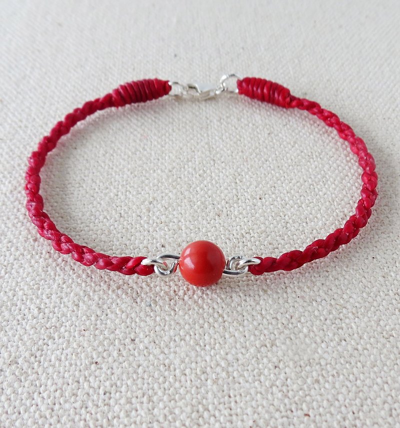The birth year [lucky stone] cinnabar silk wax line bracelet [four shares] evil spirits, recruiting fortune - Bracelets - Gemstone Red