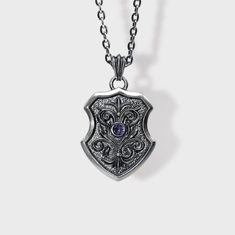 AZOTH | 巴洛克騎士盾項鍊 丹泉石 - 項鍊 - 純銀 銀色