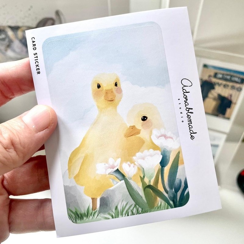 Card sticker : Yellow ducklings - Stickers - Waterproof Material 