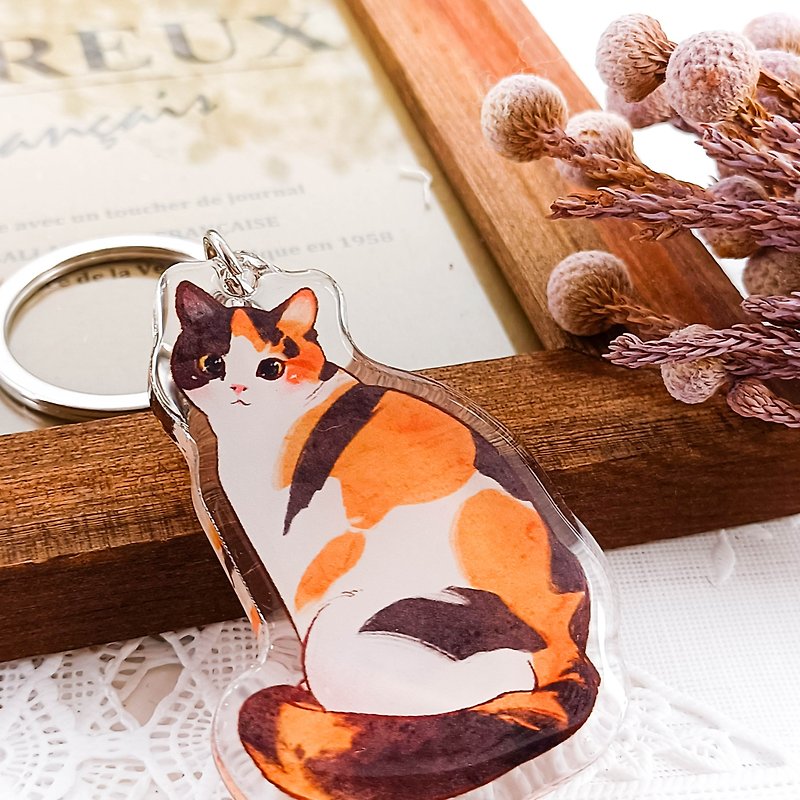 calico cat B/stationery charm_ keychain - ที่ห้อยกุญแจ - พลาสติก หลากหลายสี