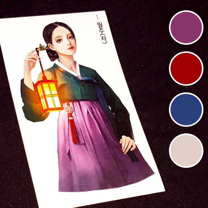 Wolju (4colors) 6 (honne market) person sticker girl sticker blackraccoon - 貼紙 - 紙 
