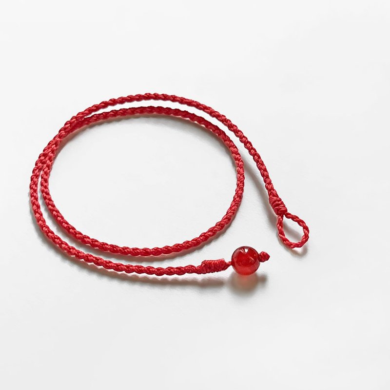 紅瑪瑙雙圈蠟線手環 (正紅) - 手鍊/手環 - 寶石 紅色