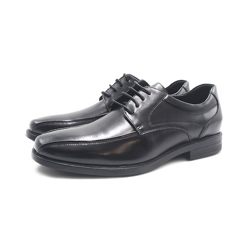 米蘭皮鞋Milano W&M(男)小方圓綁帶款線條皮鞋 男鞋-黑