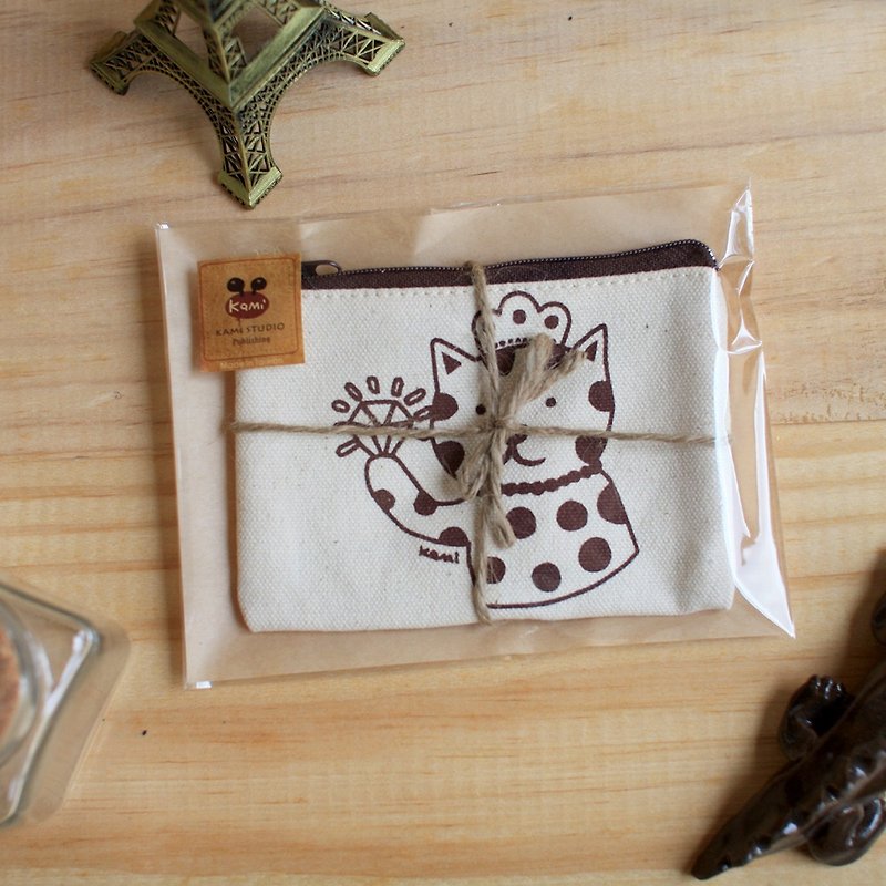 Purse ∣ cat cat cotton bag - กระเป๋าใส่เหรียญ - ผ้าฝ้าย/ผ้าลินิน 