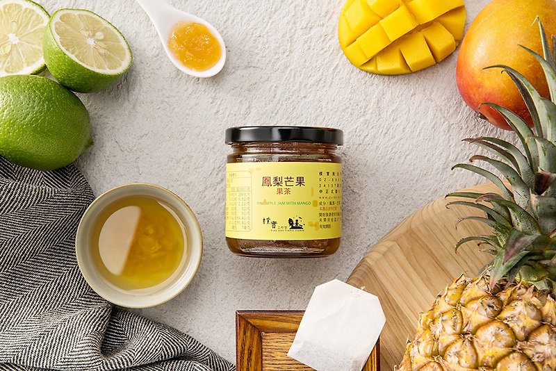 鳳梨芒果果茶-玻璃圓罐【樸實工作室】 - 果醬/抹醬 - 新鮮食材 黃色