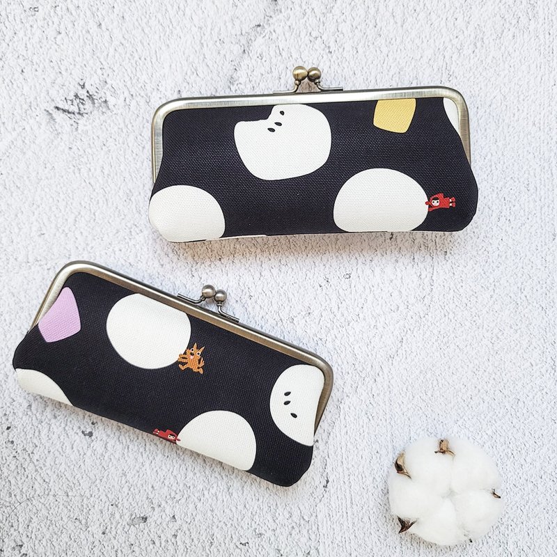 防潑水 筆袋口金包 眼鏡盒 文具禮品 - 燒仙草湯圓 黑 小紅帽 - 鉛筆盒/筆袋 - 防水材質 黑色