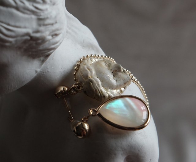 【呪物】神話女神「アテナ」の宿るピアス アテナイヤリング、ギリシャの女神イヤリング、リーフイヤリング