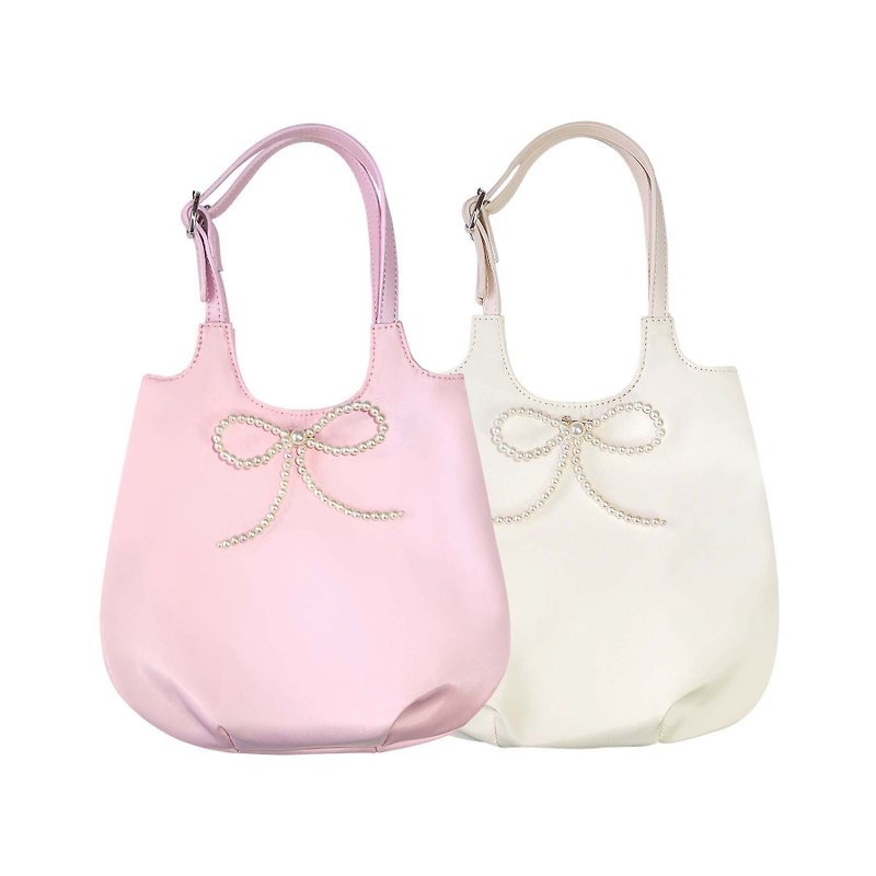 DADDY | Loren Bag nylon bag Decorate with a super cute pearl bow brooch. - 手提包/手提袋 - 其他材質 