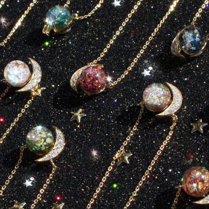 Luna and Planetary Birth Sniwball Necklace SET (12 Colours) - 項鍊 - 玻璃 