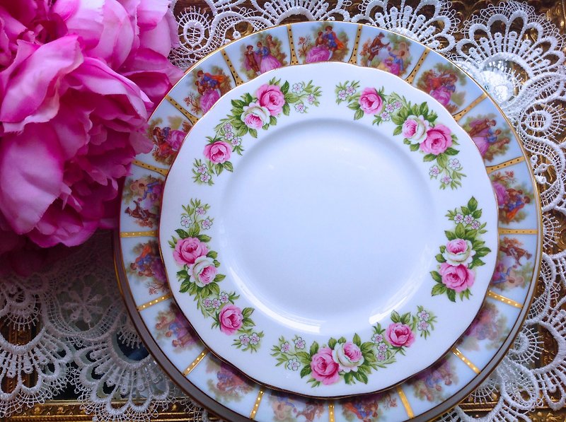 ♥ ♥ Annie crazy Antiquities British bone china Royal albert Colclough's rural Rose cake plate fruit plate inventory heart gifts ~ - Small Plates & Saucers - Porcelain 