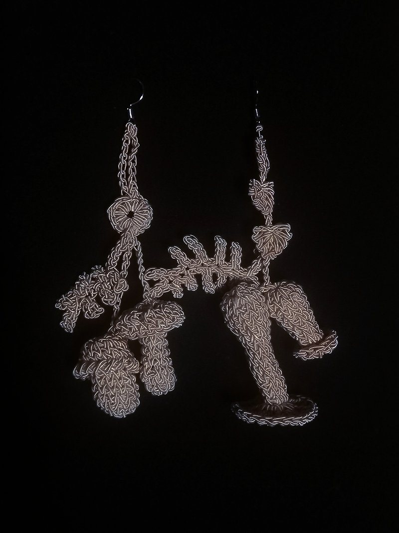 hand braided earrings - ต่างหู - ผ้าฝ้าย/ผ้าลินิน ขาว