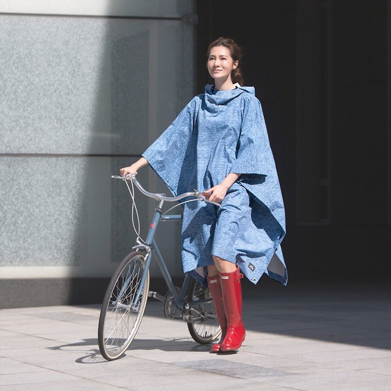 【MORR】Picnic classical waterproof cloak - Denim Blue - Umbrellas & Rain Gear - Waterproof Material Blue