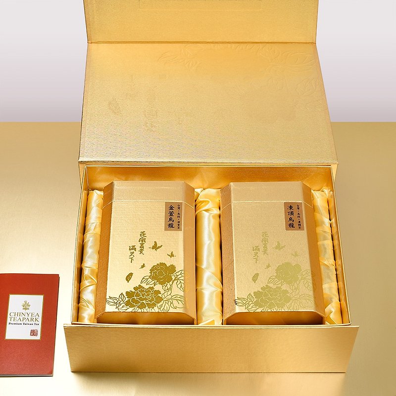 【新春茶ギフトボックス】花が咲き豊かをもたらす 厳選台湾烏龍茶ギフトボックス - お茶 - 紙 ゴールド
