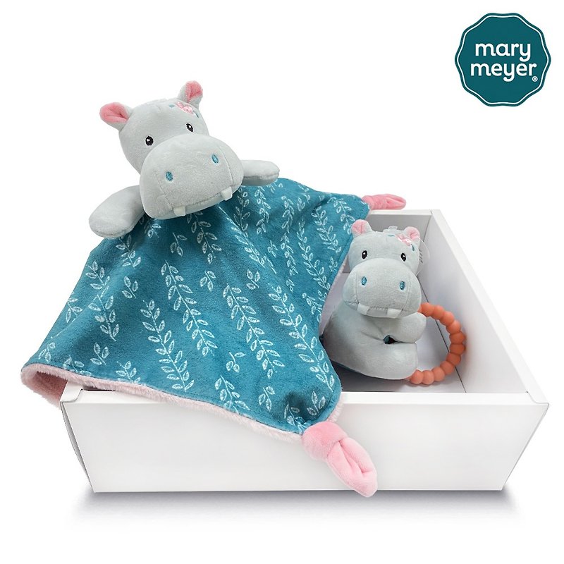Fast Shipping 【MaryMeyer】Hippo Xibao Classic Gift Box (Soothing Towel + Hand Bell) - Baby Gift Sets - Cotton & Hemp Gray