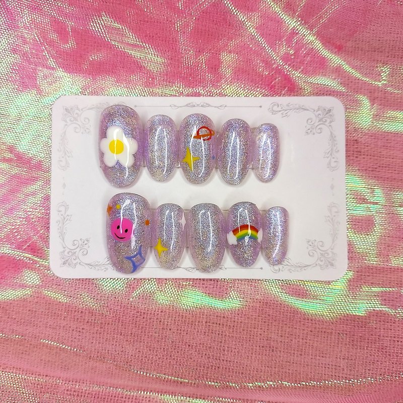 Laser hand-painted nail art/nail patch - Nail Polish & Acrylic Nails - Resin Multicolor