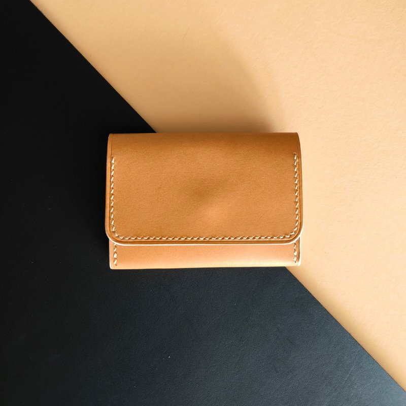 Handmade Vegetable tanned Card holder - 皮夾/長短夾/錢包 - 真皮 金色