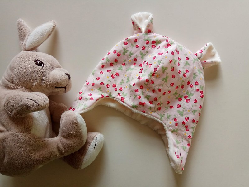 イチゴの花月の贈り物赤ちゃんの飛行帽子赤ん坊の帽子の暖かい帽子 - 出産祝い用贈物 - コットン・麻 ピンク