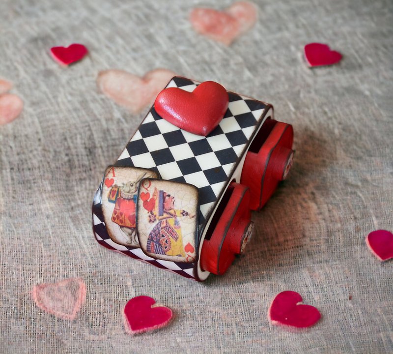 Gift for kid Alice in Wonderland baby keepsake box nursery decor - Storage - Wood Red