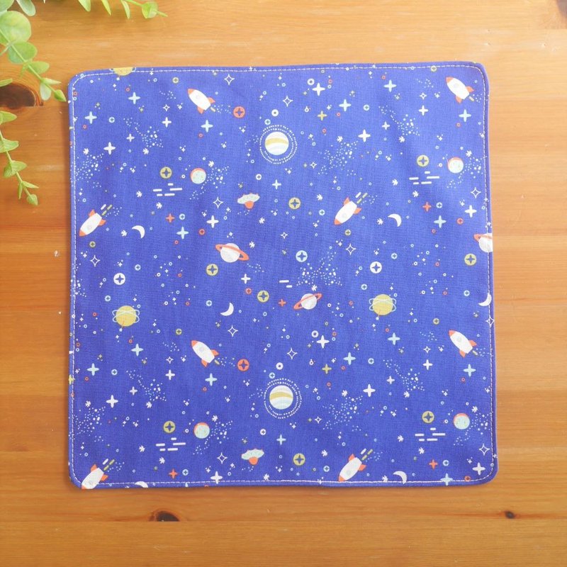 限量訂製款=韓國純棉手帕=飛向宇宙 - 手帕 - 棉．麻 藍色
