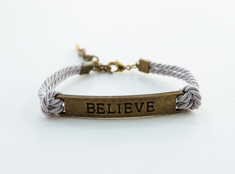 BELIEVE brass bar bracelet / light gray - Bracelets - Other Materials Gray