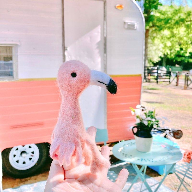 Red Crane Finger Puppet Pink Crane African Bird Storytelling Props Wool Felt Finger Puppet - ของเล่นเด็ก - ขนแกะ 