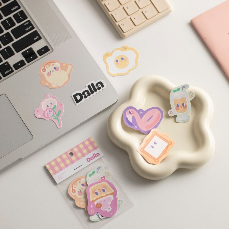 Dalla brand illustration sticker package sticker handbook sticker material sticker decorative sticker cultural and creative - สติกเกอร์ - วัสดุอื่นๆ สึชมพู