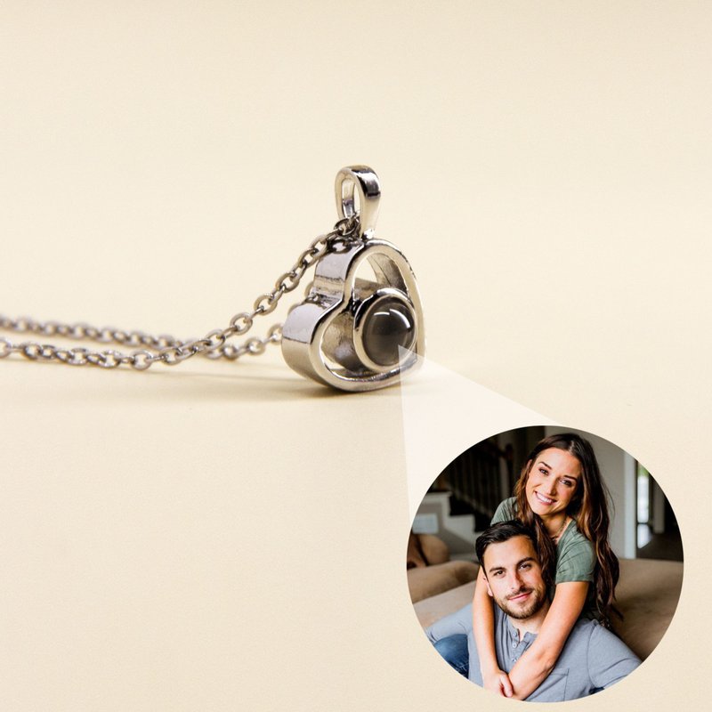 Heart Photo Projection Necklace | Memorial Photo Necklace | Photo Pendant - สร้อยคอ - สแตนเลส หลากหลายสี