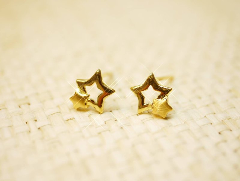 Gold earrings - pure gold star earrings - gold 9999 - Earrings & Clip-ons - 24K Gold Gold