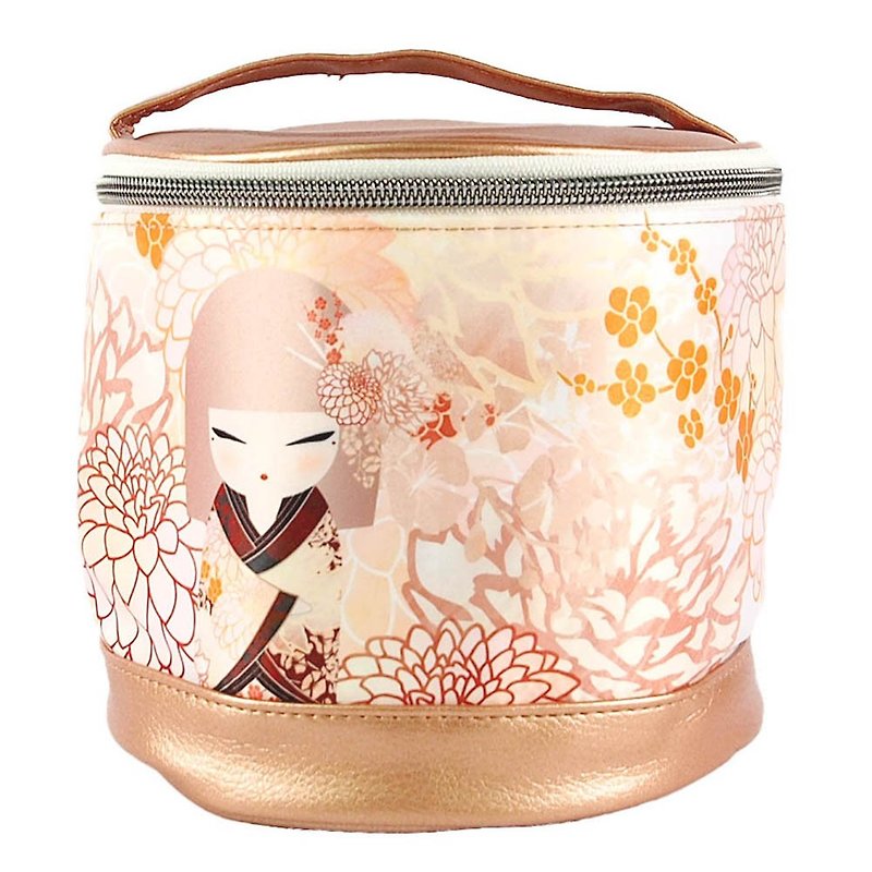 Portable soft round box-Hideka sage wisdom [Kimmidoll and blessing doll] - กระเป๋าเครื่องสำอาง - วัสดุอื่นๆ สีส้ม