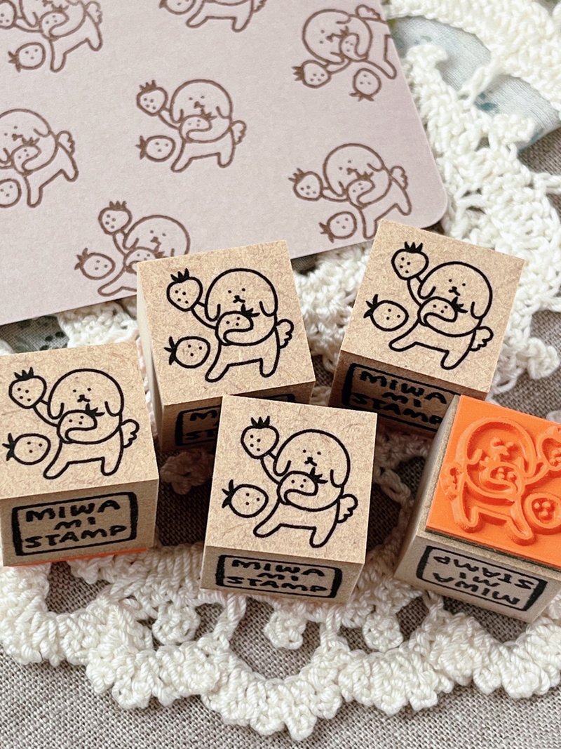 Rubber Stamp: Dog & Strawberry - Stamps & Stamp Pads - Rubber 