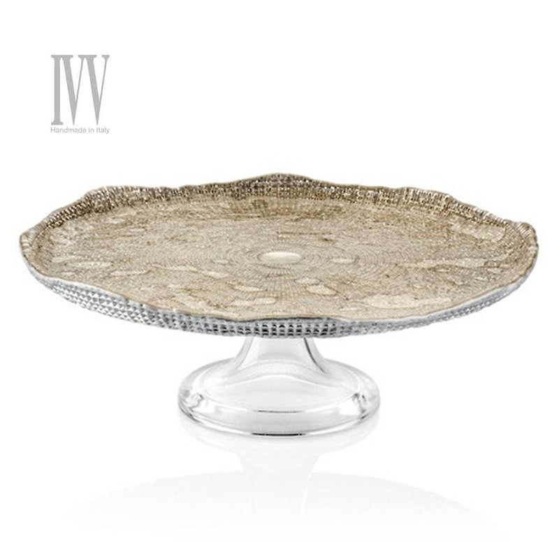 Home&Table Series-Champagne Gold 32cm High Feet Cake Pan (Large) - Plates & Trays - Glass Gold