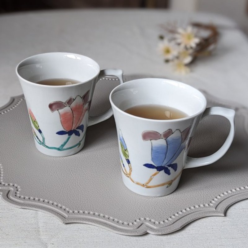 Magnolia mug (please choose blue or pink) - แก้วมัค/แก้วกาแฟ - ดินเผา 