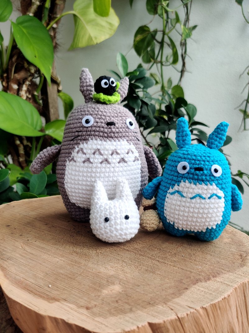 Totoro Family Amigurumi | Crochet Stuffed Toy | Handmade Knitted Plush - Stuffed Dolls & Figurines - Cotton & Hemp 