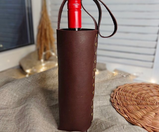 Wine Carrier. For One Bottle Leather Wine Tote. Wine Holder