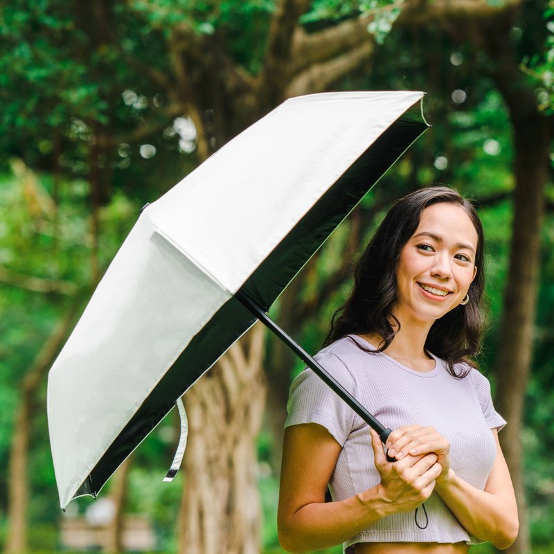 全新發明專利【香風淨涼傘-象牙米】折疊傘 黑膠抗UV 風扇 香氛 - 雨傘/雨衣 - 防水材質 白色