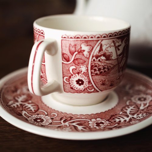 1950年 ボッホ ベルギー アンティーク レッド カップ＆ソーサー